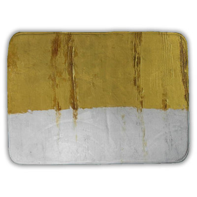 Golden stripe Bath Mat with Non-Slip Backing - Quick Dry Memory Foam Bathroom Rug - Absorbent - Modern Plush Spa-Style - Machine Washable