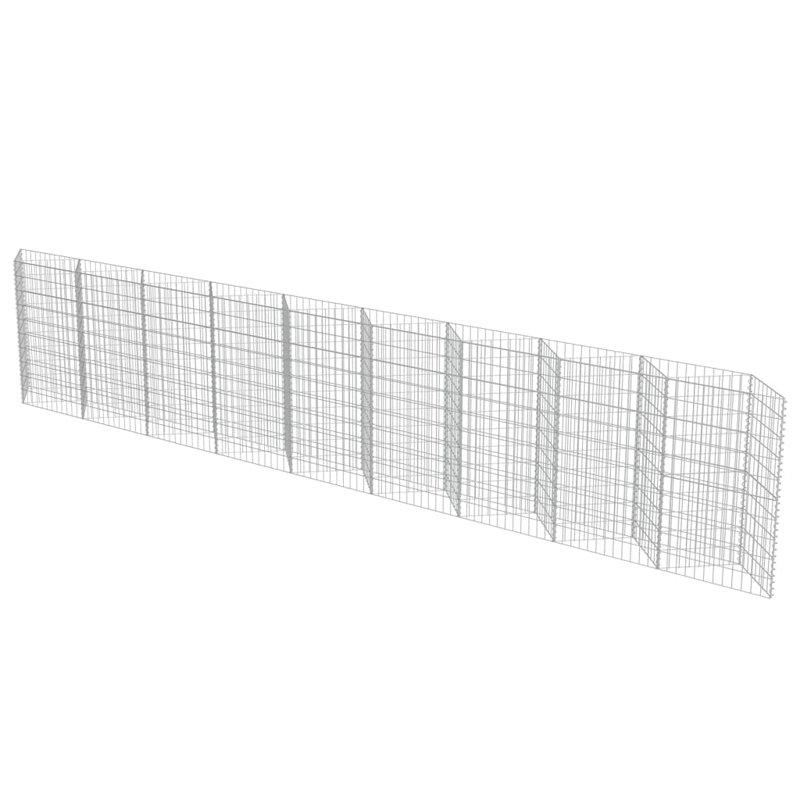 100cm H x 630cm W Silver Metal Gabion Wall
