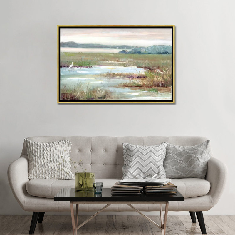 «Early Morning Magic» par Sally Swatland - reproduction d'art, H 32 po x l 48 po, Toile avec cadre flottant, Doré
