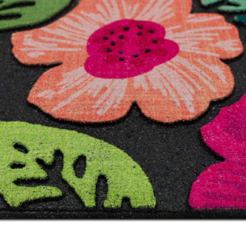 Blooms Around Multicolor Floral Outdoor Rubber Door Mat