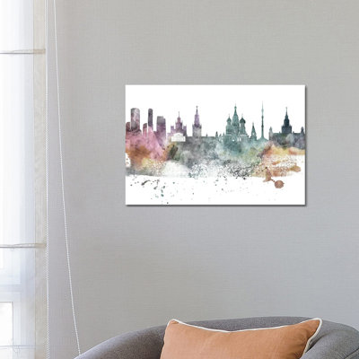 Moscow Pastel Skyline by WallDecorAddict - Wrapped Canvas Print