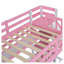 Lit superposé simple de style château simple avec tiroirs et tablettes de rangement, bois massif rose