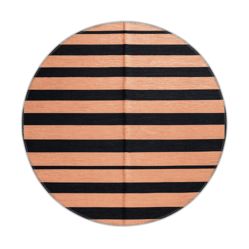 Tapis intérieur / extérieur rose HorizontalStripes, Rond 5 pi