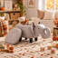 Pouf de rangement éléphant avec compartiment caché et tissu doux imitation cuir