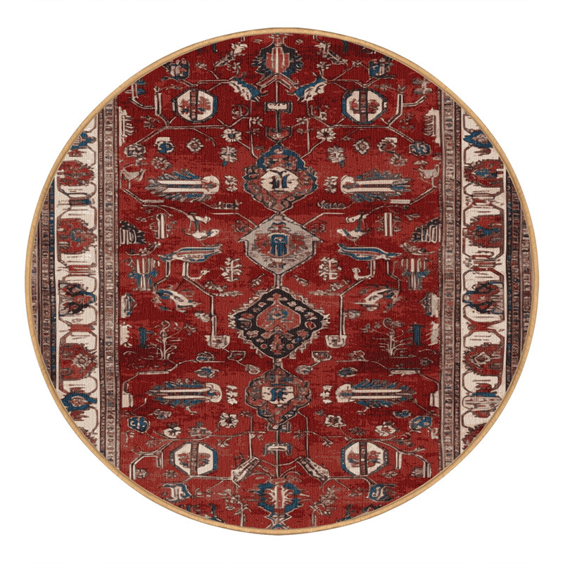 Machine Washable Persian Brown Area Rug, Round 3'