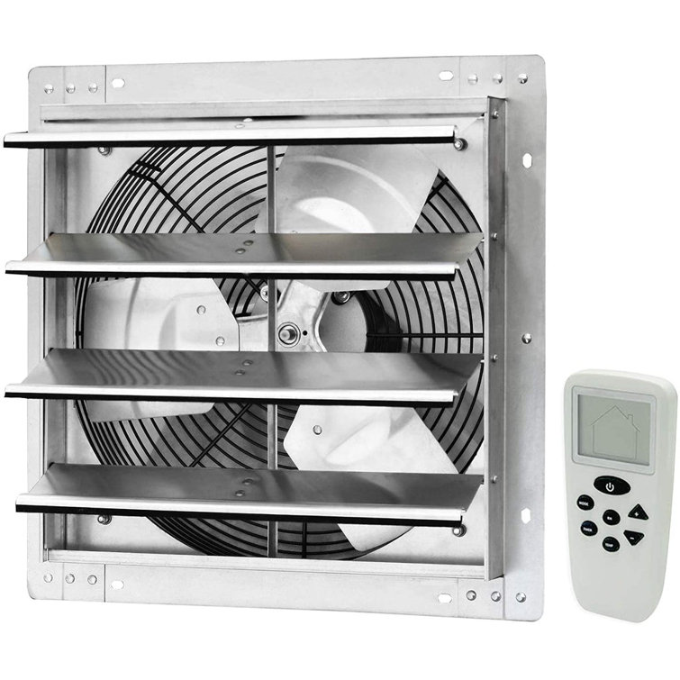 iLIVING ILG8SF16VC 16" Shutter Exhaust Fan with Wireless Smart Remote Controlled Thermostat and Humidity, Variable Speed Wall Mounted Attic Vent Fan, Chicken Coop Ventilation, 1200 CFM, 1800 SQF Coverage Area