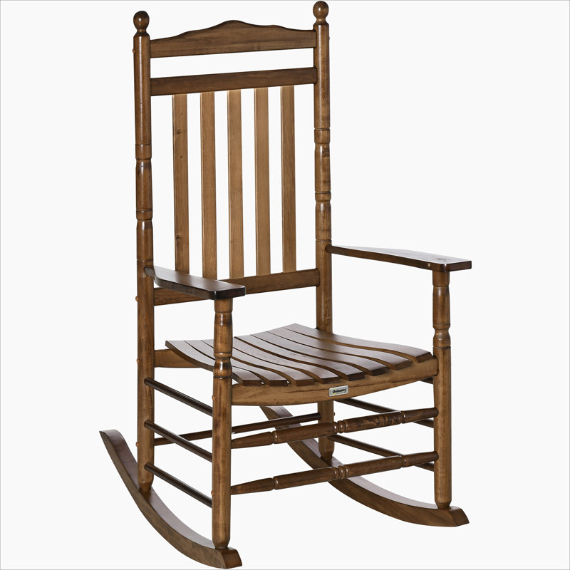 Chaise berçante en bois à haut dossier Traditional