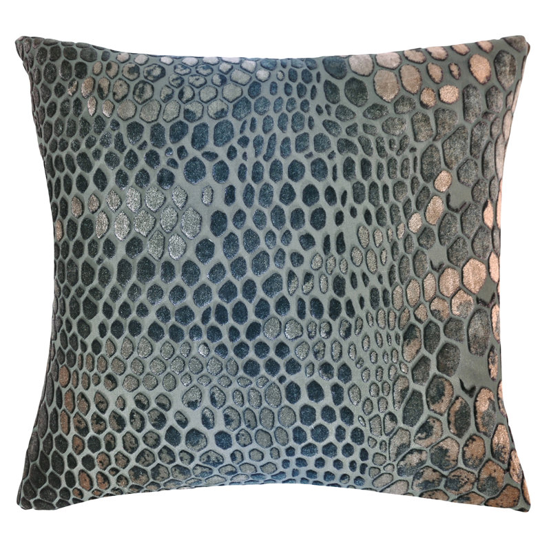 Square Velvet Pillow Cover & Insert, 18"H x 18"W, Gunmetal