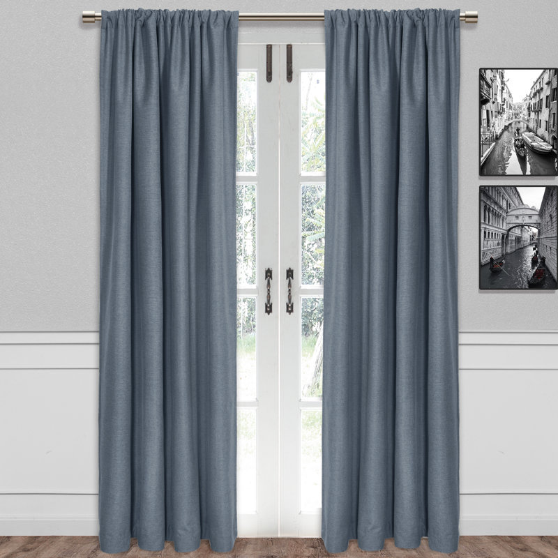 Hollon Blackout Curtain Single Panel, 52" W x 96" L, Navy