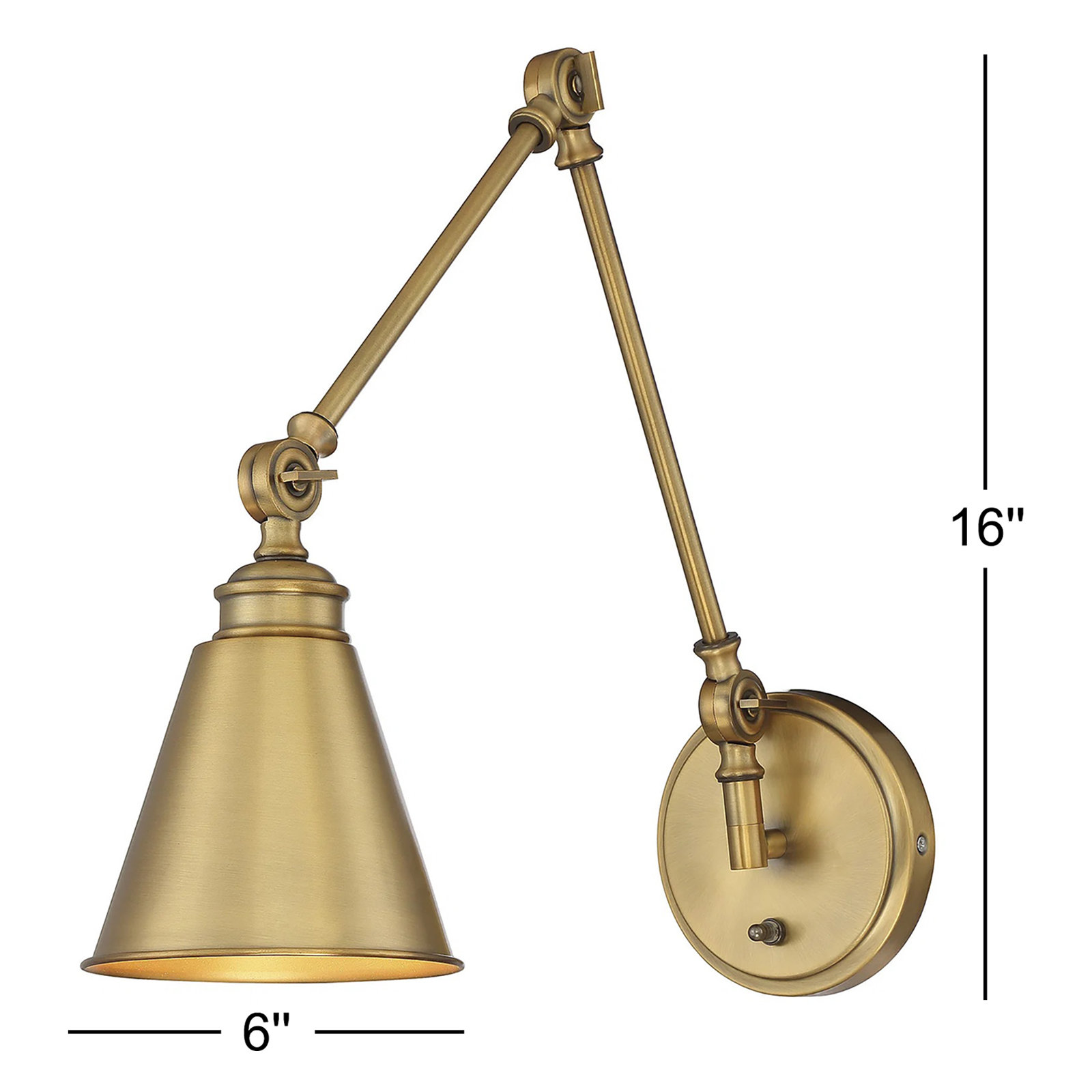 Beckham Single Light Swing Arm Sconce, Warm Brass