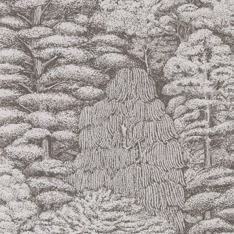Woodland Toile Wallpaper, Ivory/Charcoal