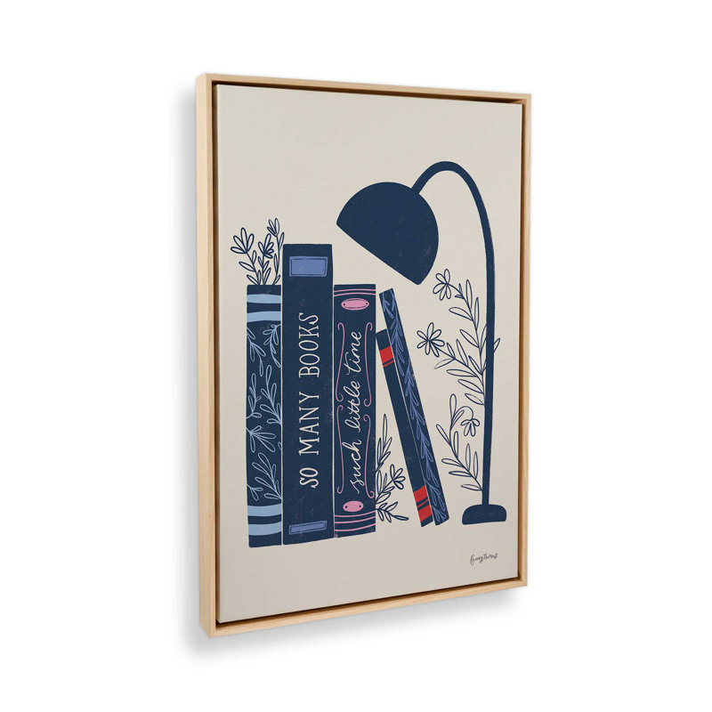«Bookish Blue I» par Becky Thorns, reproduction d'art sur toile, Tanné, H 48 po x l 32 po, Cadre flottant