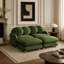 Canapé Comfy en chenille, canapé 4 places profond avec 4 coussins décoratifs, repose-pieds mobile, structure en bois massif pour le salon, la chambre à coucher, vert