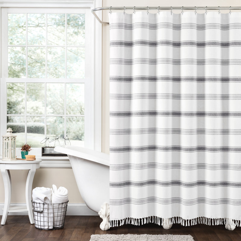 Rideau de douche rayé simple, Gris