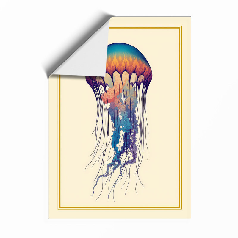 Drifting Jellyfish Botanical - Framed Print, Unframed, A4 - 29.7 x 21.0 cm