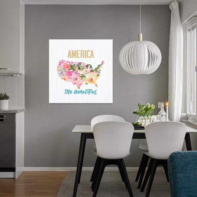 «America The Beautiful Contemporary Summer Flower Art», H 32 po x l 32 po