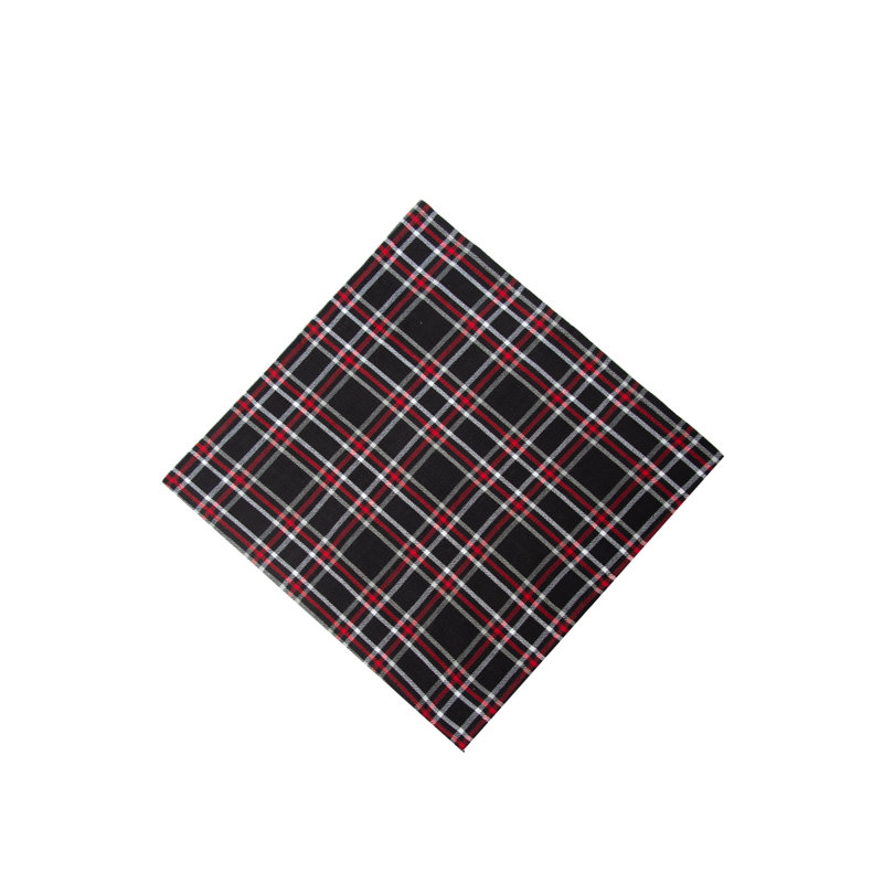 Happy Poinsettia Plaid Woven Cotton Napkin