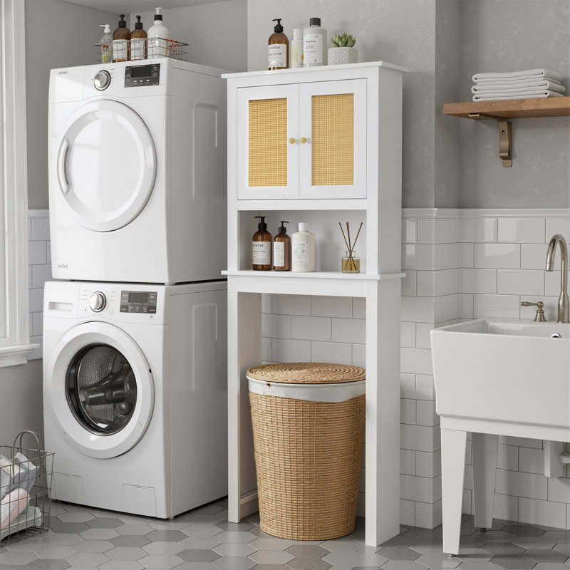 Rangement autoportant au-dessus de la toilette de 63 po H, Blanc