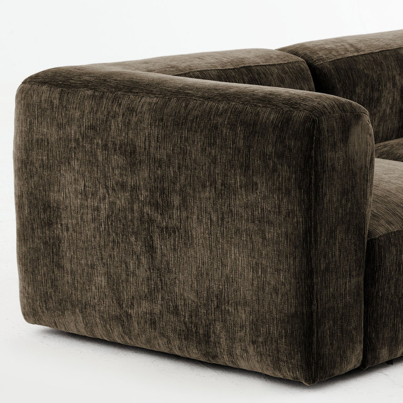 Canapé modulaire moderne en chenille avec assise profonde, 73 po de largeur, 3 places assises pour le salon, Chocolat