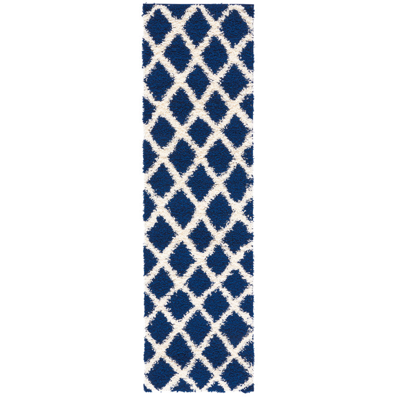Albertha Sgd-Dallas Shag Performance Geometric Rug, Runner 2'3" x 8'