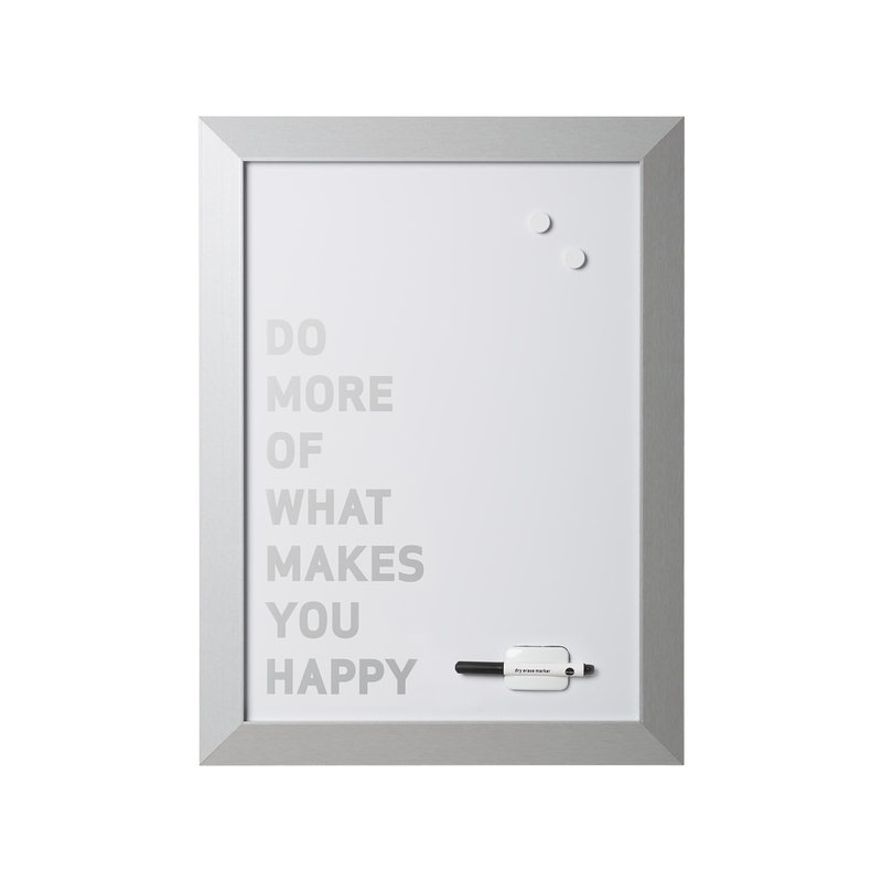 MasterVision Kamashi "Do More..." Quote Dry Erase Magnetic Personal White Board + Marker, Eraser & 2 Magnets, Home Décor, 24" x 18", Silver Wood Frame