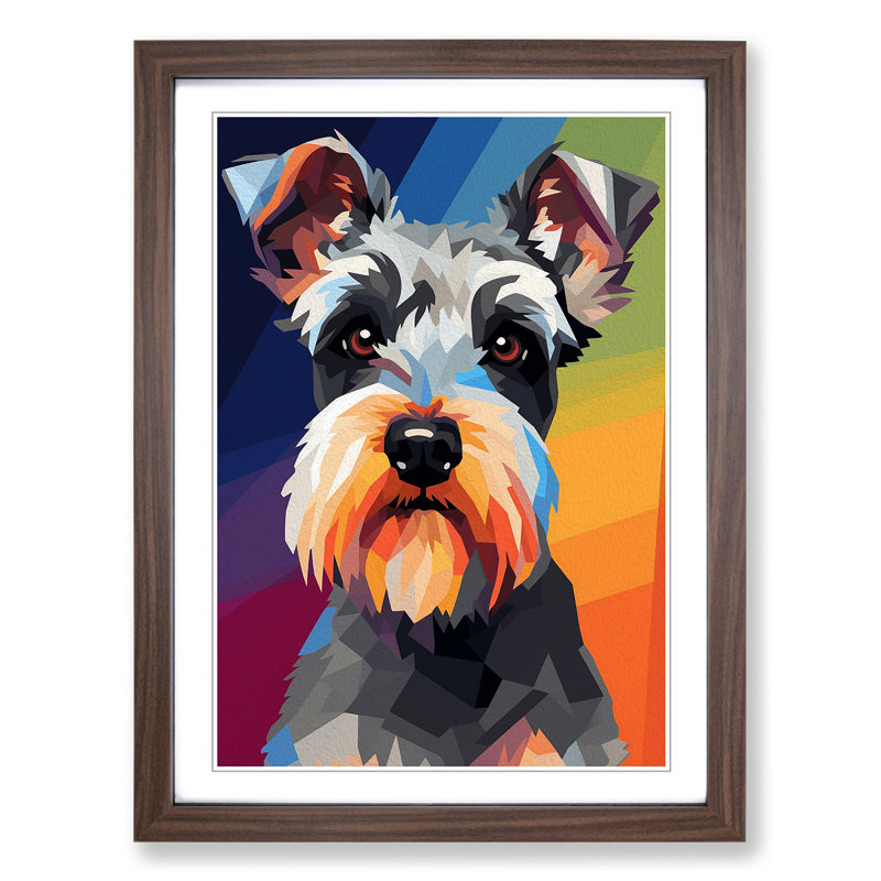 Schnauzer Minimalism Art - Framed Print, Walnut Framed, 46cm H x 34cm W x 2cm D