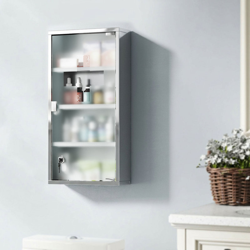Medicine Cabinet Bathroom Storage, 23.62"H x 11.81"W, White