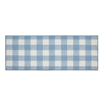  Annie Buffalo Check Gingham Machine Woven Flatweave Polyester Indoor / Outdoor Area Rug in Blue/White