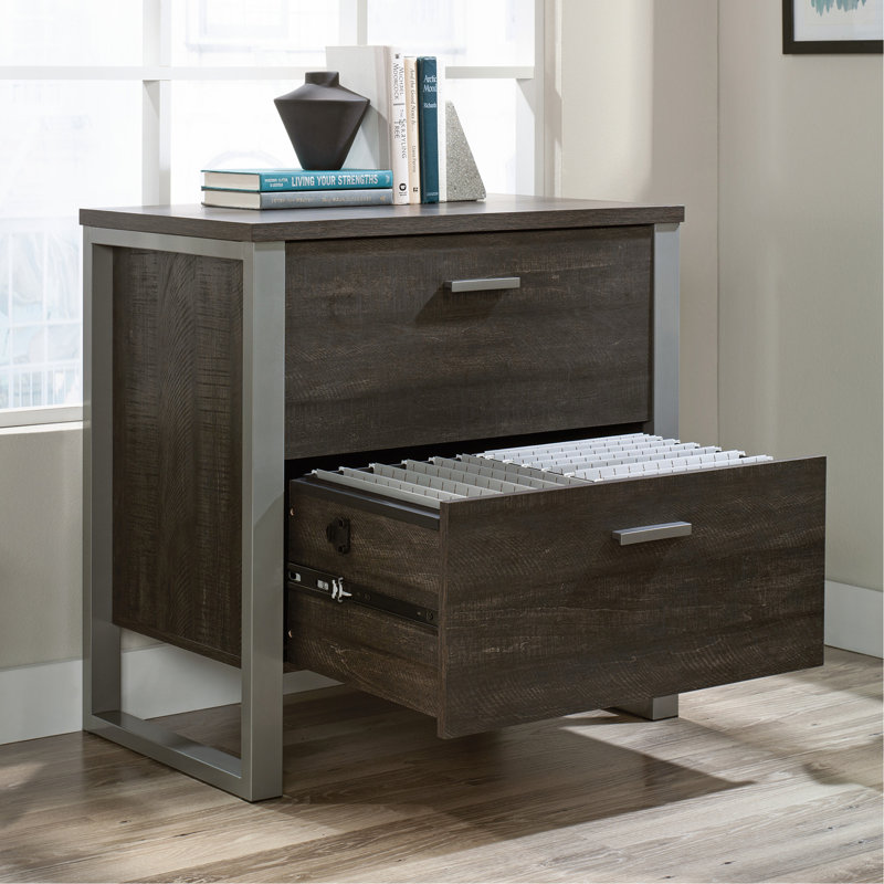 Lateral File with Two Drawers, Dark Brown finish