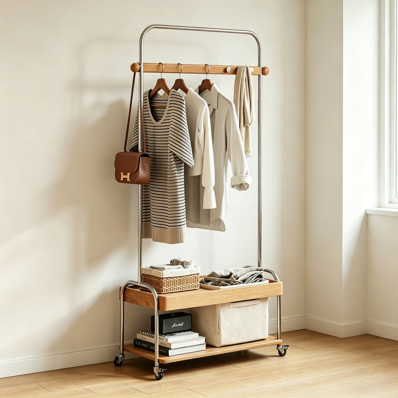 Portemanteau Modern, Natural Wood Colour