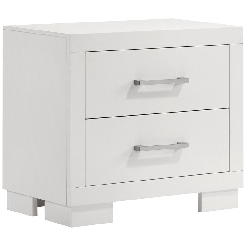 Copper 2-Drawer Rectangular Nightstand with Bar Handle Pulls