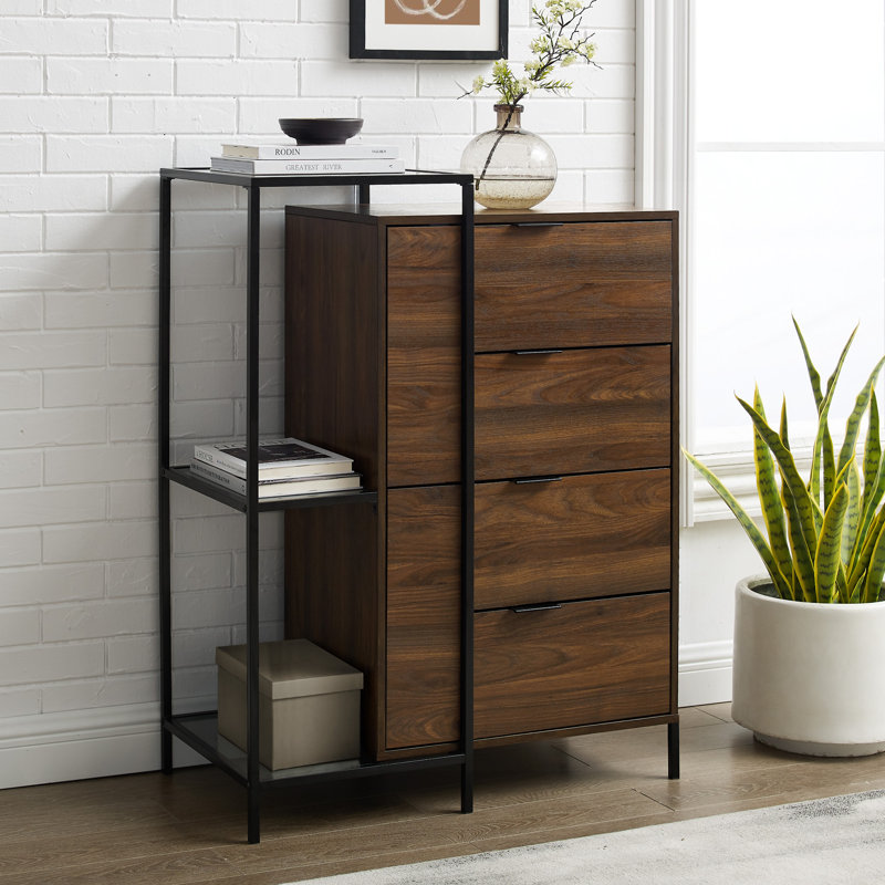 4 - Drawer Chest of Drawers, Dark Walnut