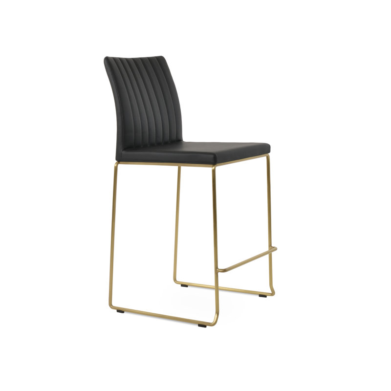 Tabouret de bar et de comptoir empilable Zeyno, Tabouret de bar (siège d'une hauteur de 29 po), Noir, Laiton