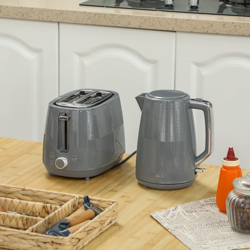 Kettle and Toaster Set, Grey