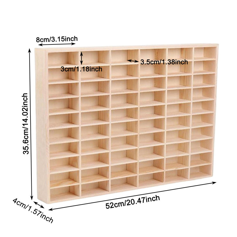 1/64 Wooden Display Storage Cabinet,60 Grids for Hot Wheels Diecast Car Matchbox, Wall-Mounted Display Case for Playroom, Bedroom