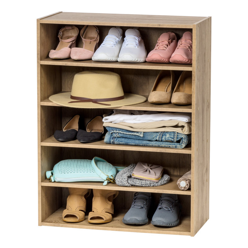 IRIS 15 Pair Stackable Shoe Rack, Ash Brown