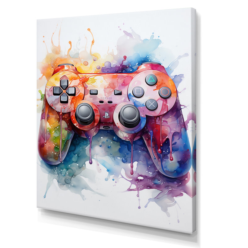 «Colorful Video Game Game Bliss - Art vidéo encadré de jeux vidéo», Toile tendue, H 32 po x l 24 po x P 1 po