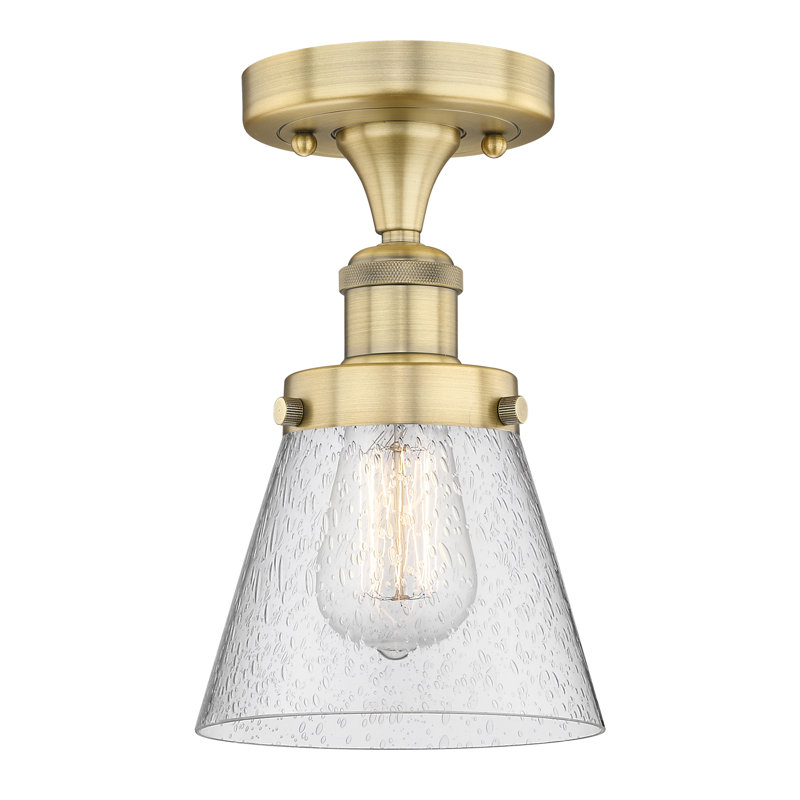 Magreb Glass Semi Flush Mount, Brushed Brass