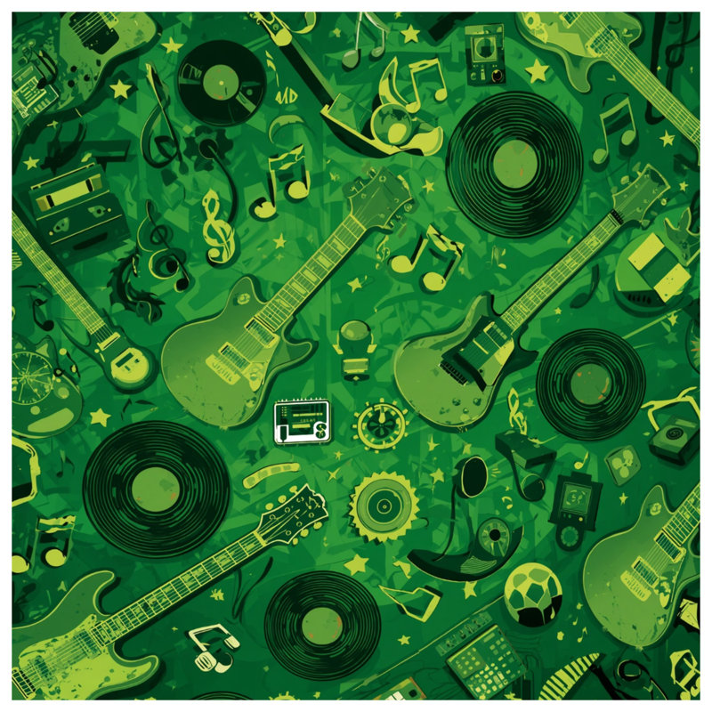 Rideaux vert, instruments de musique et voilages occultants - 1 panneau, 50" x 92" - 1 Panel, Transparent