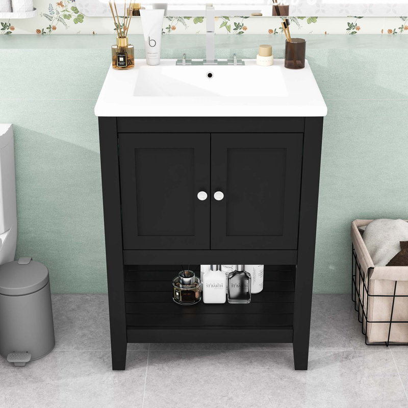Ensemble de meuble-lavabo simple avec plateau Monta 24, Noir
