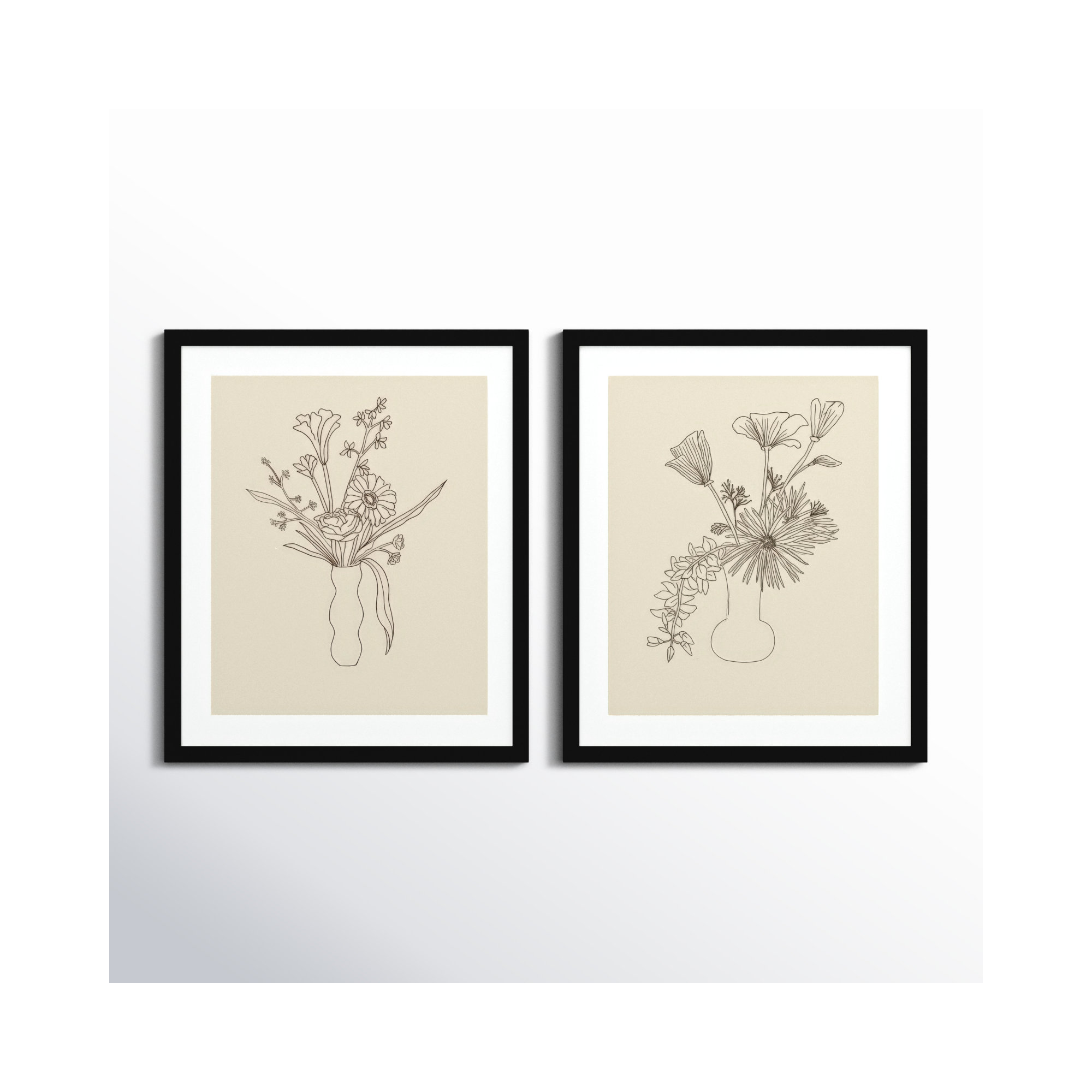 Floral Study by Kate Aurelia Holloway Framed Wall Art Prints, Black, 25" H x 45" W x 1" D