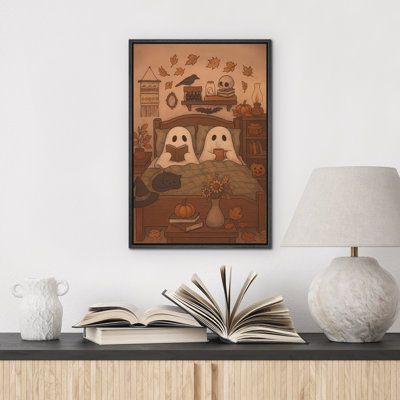 Mignon fantôme, impression sur toile encadrée, décoration de vacances d'Halloween