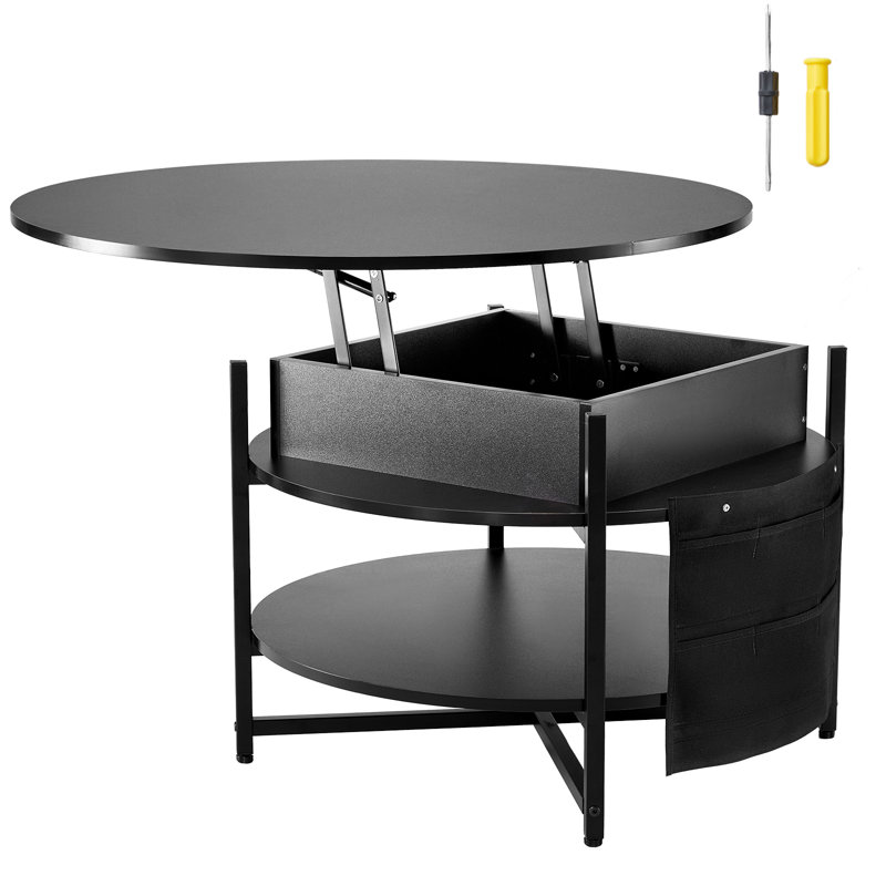 Table basse de salon avec plateau relevable noir