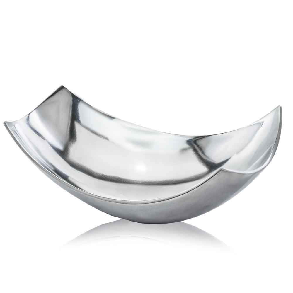 Halcott Cucha Large Scoop Bowl Mercer41 Color: Silver Size: 5.5" H x 17.25" W x 9.75" D