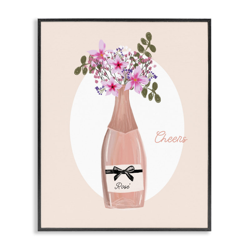Cheers «Pastel Rosé Art» par Chen Alyesh, Giclée encadrée noir minuit, H 14 po x l 11 po