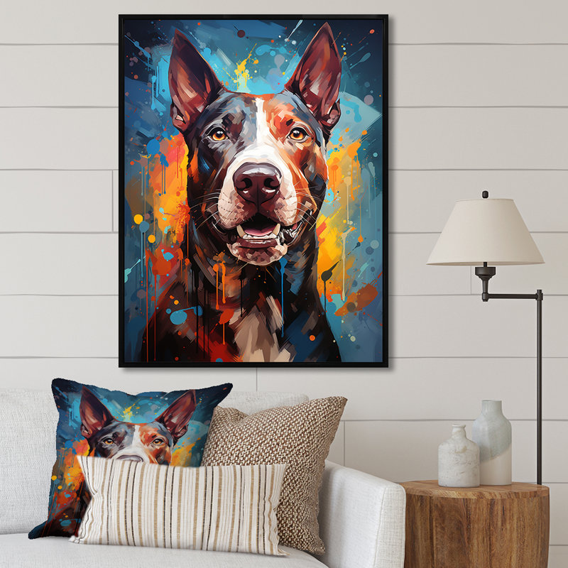 Impression sur toile Bull Terrier Boldness I, H 40 po x l 30 po x P 1,5 po, Cadre flottant noir