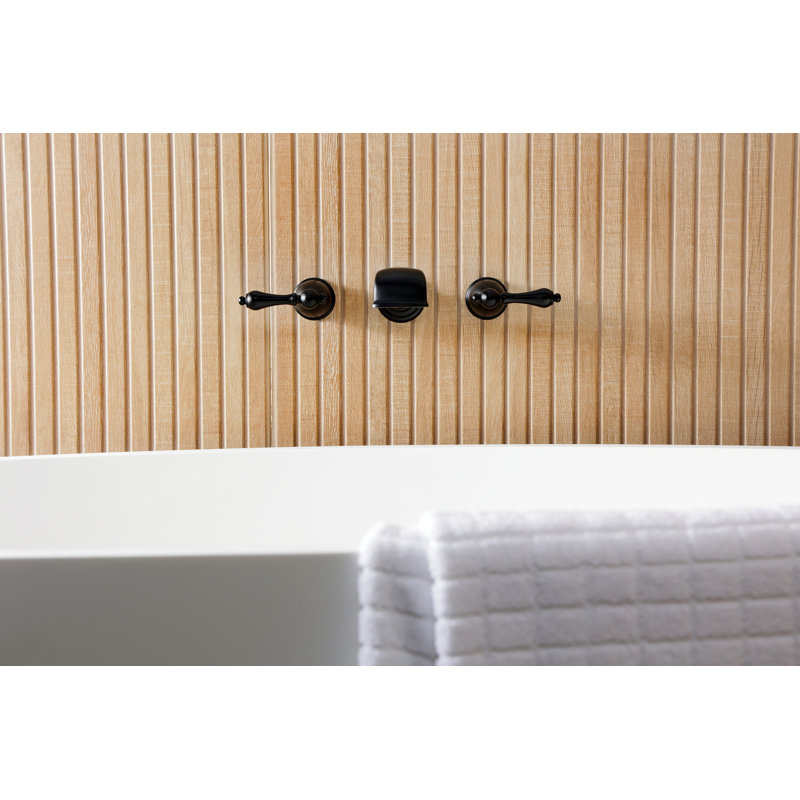 Kingston Brass Two-Handle 3-Hole Wall Mount Roman Tub Faucet, Matte Black