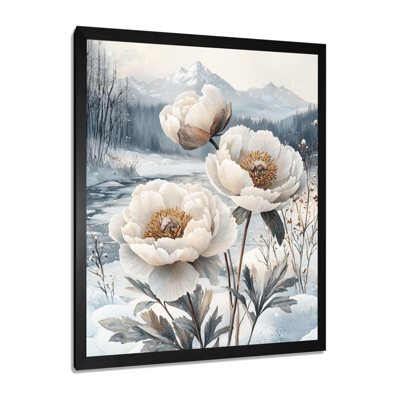 Marion - Floral Canvas Prints, 40" H x 30" W, Black, Single Picture Framed Print