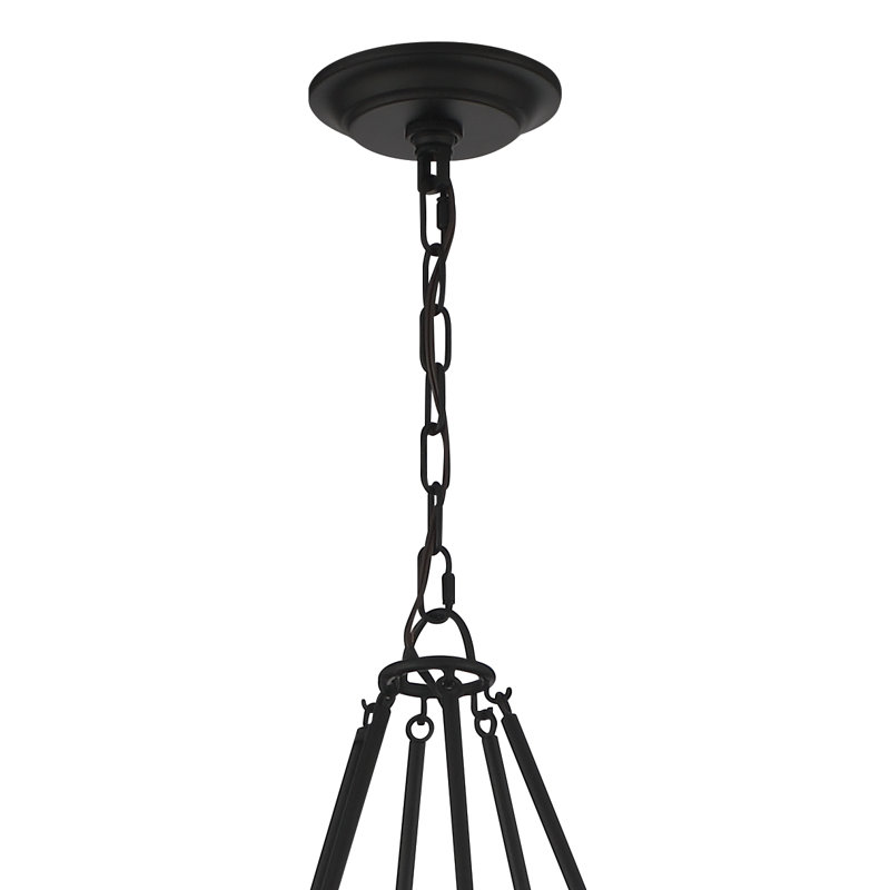 Lustre en roue de chariot à 8 lumières de style bougie Akir, Noir