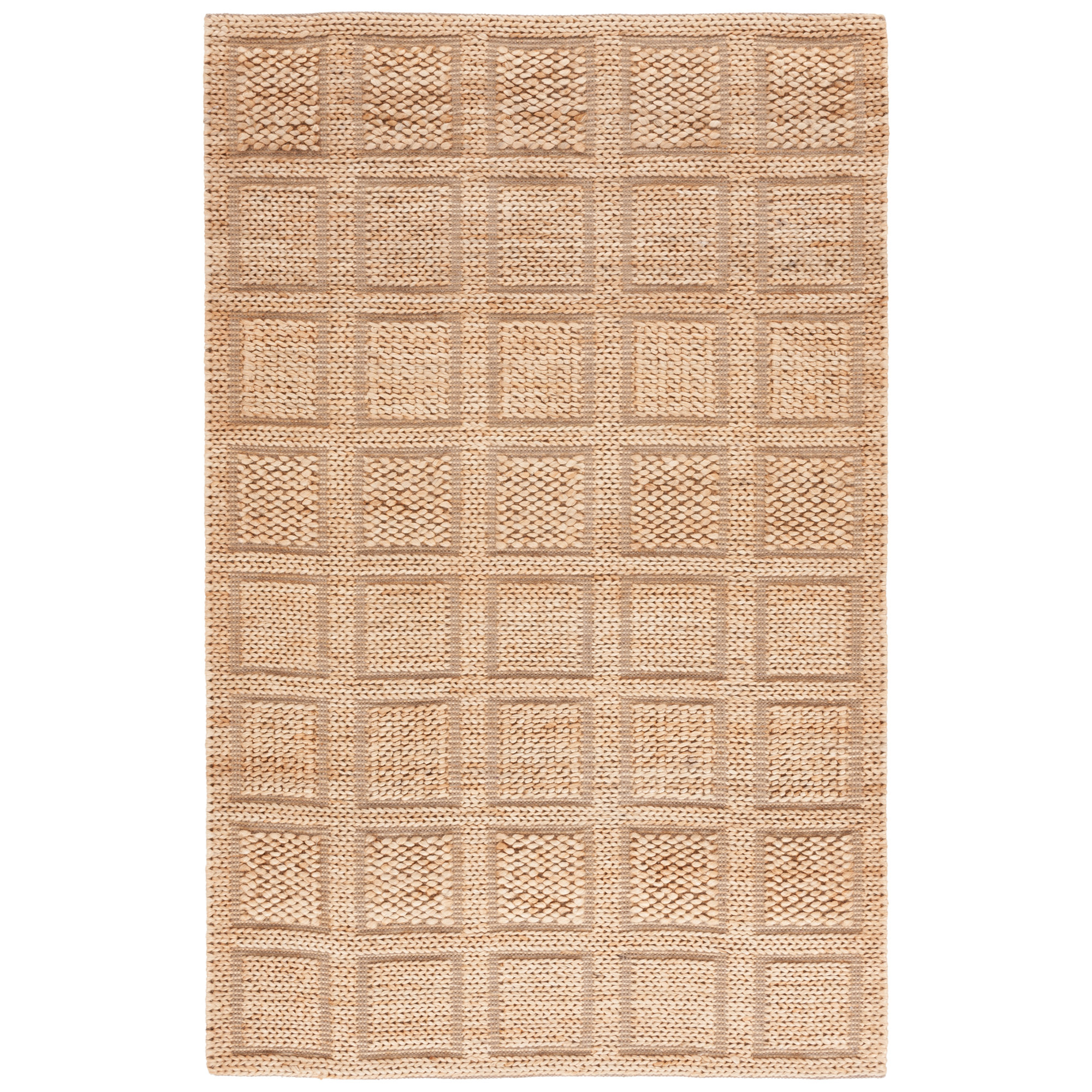 Farnborough Natural Fiber Pit Loomed Jute Plaid Rug, Rectangle 5' x 8'